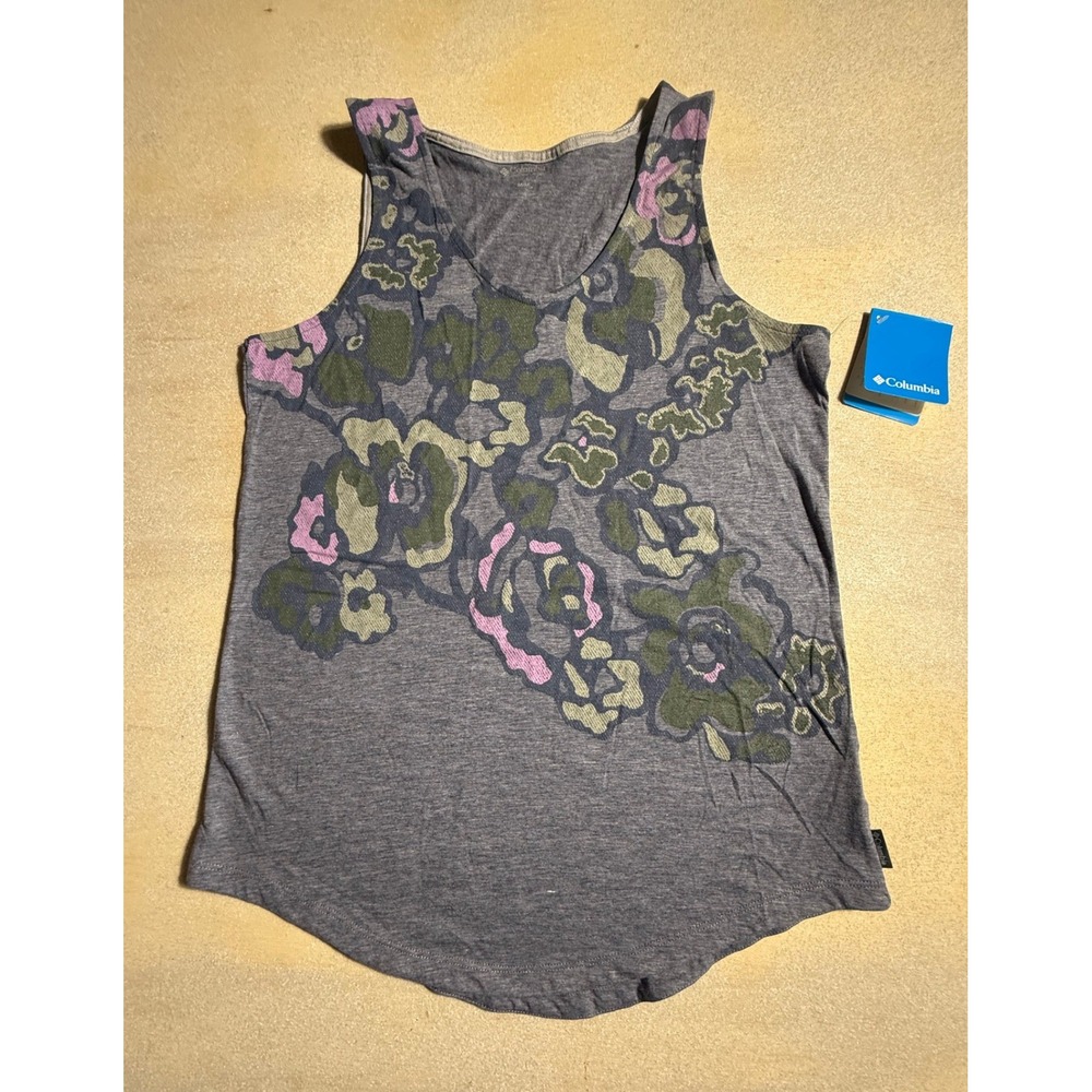 Columbia Camp Henry Floral Tank Top Gray Purple Womens Medium AL1114-591-2038